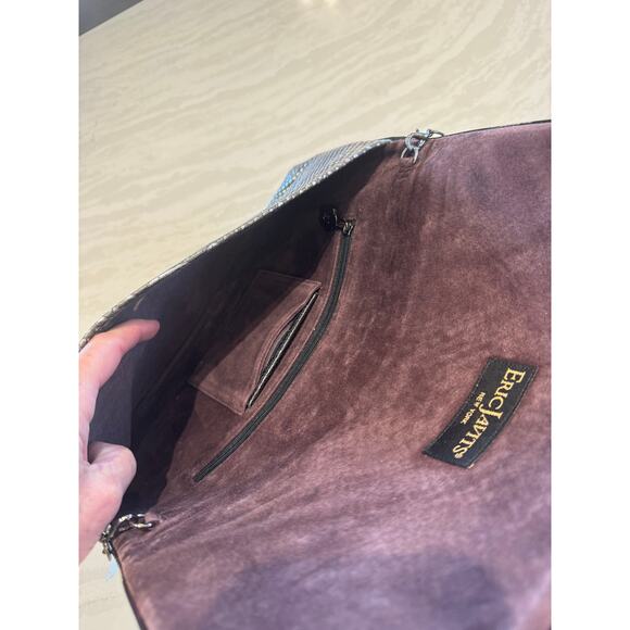 Eric Javits Pewter Shoulder/Clutch Exotic Skin Purse - Picture 3 of 4